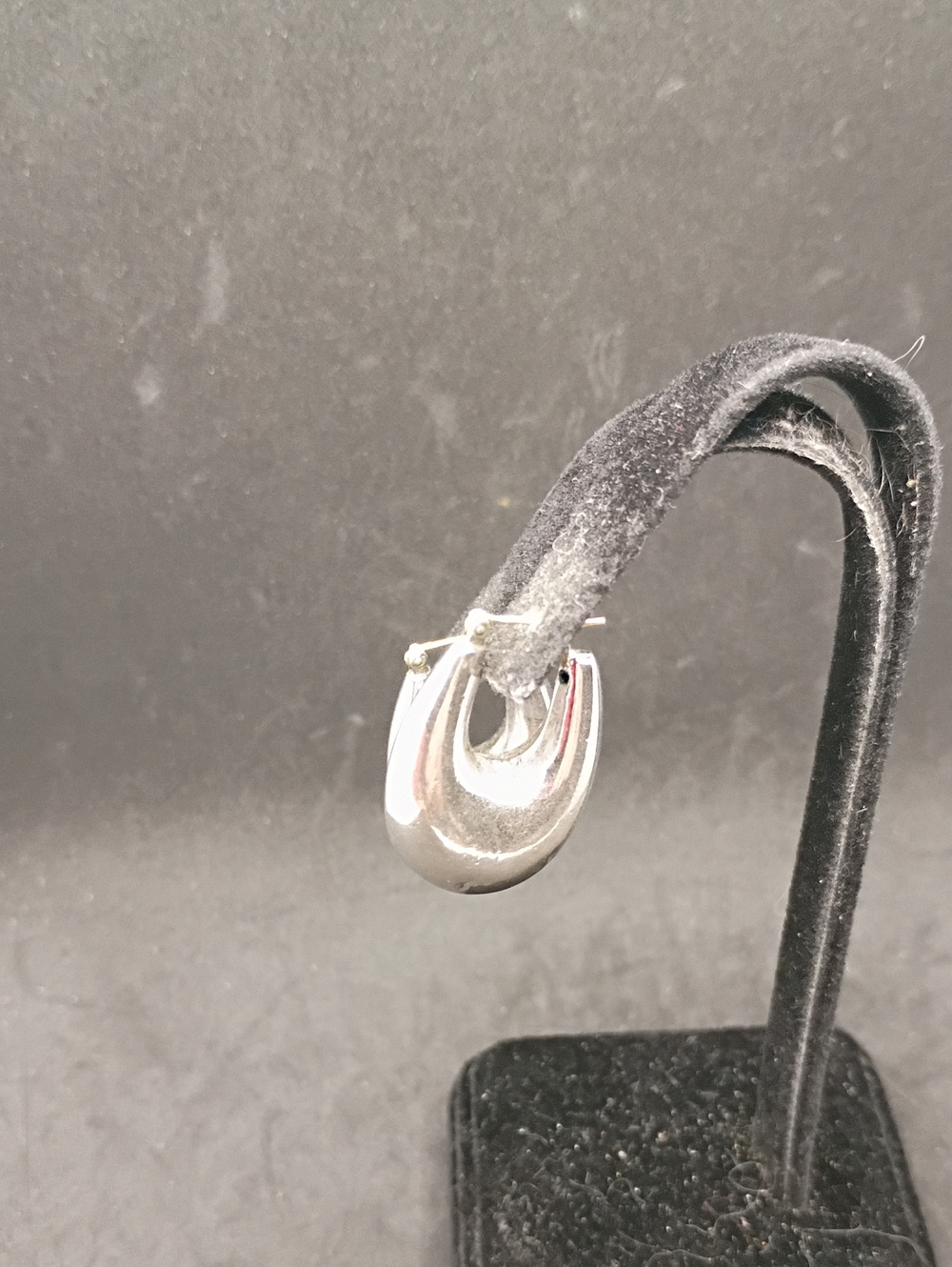 Polished Silver Drop Hoop Earrings for Women